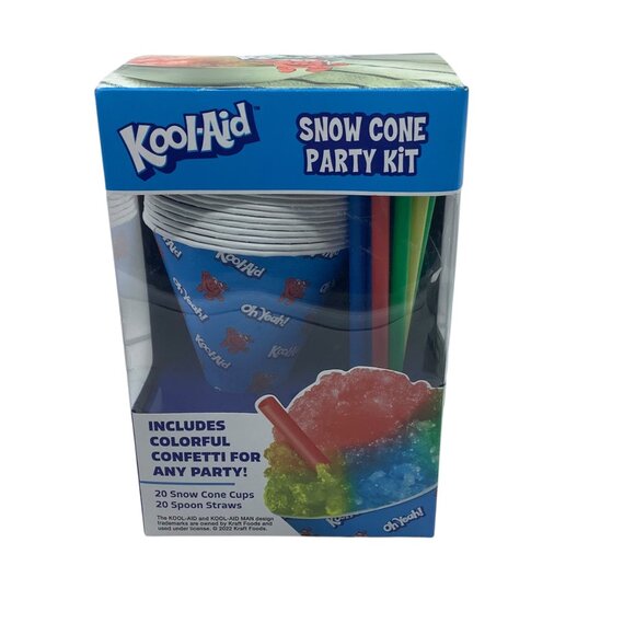 Kool-Aid Snow Cone Party Kit With 18 Cups &  Spoon Straws OPEN BOX - Picture 1 of 4